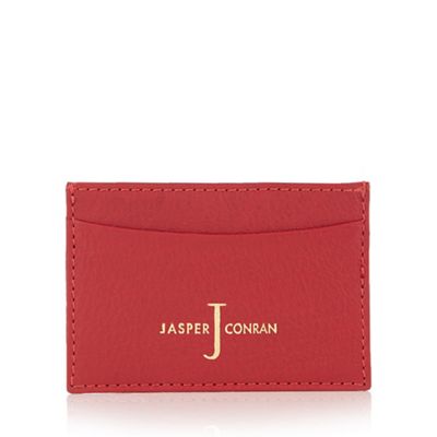 Red leather card holder